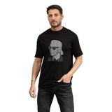 Karl Lagerfeld Crewneck Erkek Bisiklet Yaka T-Shirt, Siyah, 2XL, XXL