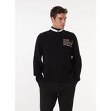 Karl Lagerfeld Dik Yaka Relaxed Baskılı Siyah Erkek Kazak 245D2001_KLJ Relaxed Halfzıp Logo S