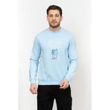 Karl Lagerfeld Erkek Bisiklet Yaka Sweatshirt, Mavi, L Beden