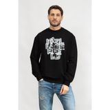 Karl Lagerfeld Erkek Bisiklet Yaka Sweatshirt, Siyah/Beyaz, XL