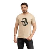 Karl Lagerfeld Erkek Bisiklet Yaka T-Shirt, Bej, M Beden