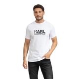 Karl Lagerfeld Erkek Bisiklet Yaka T-Shirt, Beyaz, S Beden