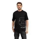 Karl Lagerfeld Erkek Bisiklet Yaka T-Shirt, Siyah