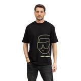 Karl Lagerfeld Erkek Bisiklet Yaka T-Shirt, Siyah/Yeşil, L Beden
