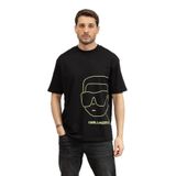Karl Lagerfeld Erkek Bisiklet Yaka T-Shirt, Siyah/Yeşil, M Beden