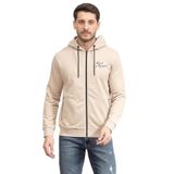 Karl Lagerfeld Erkek Kapüşonlu Fermuarlı Sweatshirt, Bej, S Beden