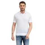 KARL LAGERFELD Erkek Polo Yaka, Kısa Kollu, Keten T-shirt, Beyaz, S
