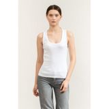 Karl Lagerfeld Essential Logo Commercial Tank Kolsuz T-Shirt, XS, B2W17092, Beyaz, Kadın