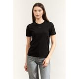 Karl Lagerfeld Essential Regular T-Shirt Bisiklet Yaka T-Shirt, M, B2W17094, Siyah, Kadın