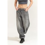 Karl Lagerfeld Ikon Barrel Denim Jean Pantolon Açık Gri, 26, B1W10040, Açık Gri, Kadın