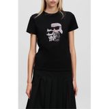 Karl Lagerfeld Ikon Rs Duo Kadın Bisiklet Yaka T-Shirt Siyah