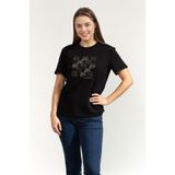 Karl Lagerfeld Ikon Seasonal Rs Kadın Bisiklet Yaka T-Shirt, Siyah, M Beden