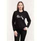 Karl Lagerfeld Ikon Signature Choupette Bisiklet Yaka Sweatshirt, XS, B1W20031, Siyah, kadın