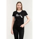 Karl Lagerfeld Ikon Signature Choupette Tee Kadın Bisiklet Yaka T-Shirt, Siyah, XS