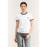 Karl Lagerfeld ikon Small Circle T-Shirt Bisiklet Yaka T-Shirt, S, B2W17026, Siyah, Kadın