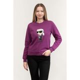 Karl Lagerfeld Ikonik Bisiklet Yaka Sweatshirt, M, 230W1800, Mor, kadın