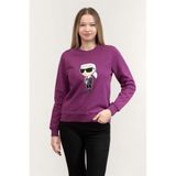 Karl Lagerfeld Ikonik Bisiklet Yaka Sweatshirt, S, 230W1800, Mor, kadın