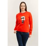 Karl Lagerfeld Ikonik Bisiklet Yaka Sweatshirt, XS, 230W1800, Kırmızı, kadın