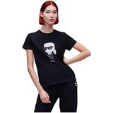 Karl Lagerfeld İkonik Kadın Bisiklet Yaka T-Shirt, Siyah, XS