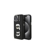 Karl Lagerfeld iPhone 15 KC Heads Pin Siyah Telefon Kılıfı