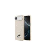 Karl Lagerfeld iPhone 17 Air Magsafe Uyumlu KC PU Metal Detaylı Deri Bej Telefon Kılıfı