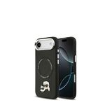 Karl Lagerfeld iPhone 17 Air Magsafe Uyumlu KC PU Metal Detaylı Deri Siyah Telefon Kılıfı