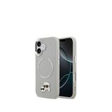 Karl Lagerfeld iPhone 17 Gri Metal Detaylı Magsafe Uyumlu KC PU Deri Telefon Kılıfı