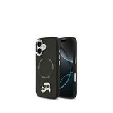 Karl Lagerfeld iPhone 17 Magsafe Uyumlu KC PU Metal Detaylı Deri Siyah Telefon Kılıfı
