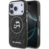 Karl Lagerfeld İphone 17 Pro Kılıf Lisanslı Parlayan Simli Karl & Choupette Heads Kapak Siyah