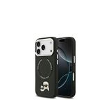 Karl Lagerfeld iPhone 17 Pro Siyah Magsafe Uyumlu KC PU Metal Detaylı Deri Telefon Kılıfı