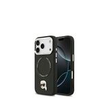 Karl Lagerfeld iPhone 17 Pro Siyah Magsafe Uyumlu Metal Detaylı Deri Telefon Kılıfı
