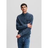 Karl Lagerfeld Jeans Dik Yaka Standart Düz Mavi Erkek Kazak 246D2003_KLJ Relaxed Half Zıp Sweat - XL