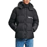 Karl Lagerfeld Jeans Erkek Regular Puffer Mont, Kapüşonlu, Siyah, L Beden