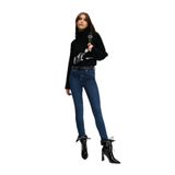 KARL LAGERFELD Jeans Yüksek Bel Dar Paça Skinny Fit Koyu Mavi Denim Pantolon, 26, 245J1100, Koyu Mavi, Kadın