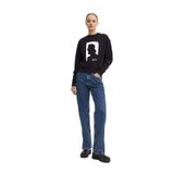 Karl Lagerfeld Jeans Yuvarlak Yaka Baskılı Sweatshırt, S, 5003185465, Siyah, kadın