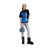 Karl Lagerfeld Jeans Yuvarlak Yaka Baskılı T-Shirt, M, 5003185468, Siyah, Kadın