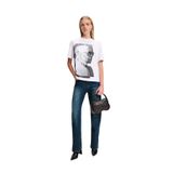 Karl Lagerfeld Jeans Yuvarlak Yaka Baskılı T-Shirt, M, 5003185510, Beyaz, Kadın