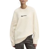 Karl Lagerfeld Jeans Yuvarlak Yaka Relaxed Baskılı Bej Kazak Kadın 245J2000