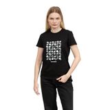 KARL LAGERFELD Kadın Bisiklet Yaka, Kısa Kollu T-shirt, Siyah, XS