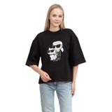 Karl Lagerfeld Kadın Bisiklet Yaka Sweatshirt, Siyah, S Beden