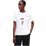 Karl Lagerfeld Kadın Bisiklet Yaka T-Shirt, Beyaz, M Beden