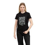 Karl Lagerfeld Kadın Bisiklet Yaka T-Shirt, Kısa Kollu, Siyah, M Beden
