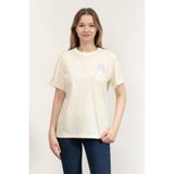 Karl Lagerfeld Kadın Bisiklet Yaka T-Shirt, Off White, M Beden
