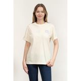 Karl Lagerfeld Kadın Bisiklet Yaka T-Shirt, Off White, S Beden
