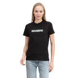 Karl Lagerfeld Kadın Bisiklet Yaka T-Shirt, Siyah, XS
