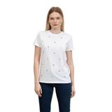 Karl Lagerfeld Kadın Bisiklet Yaka T-Shirt, White, XS