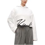 Karl Lagerfeld Kadın Kapüşonlu Sweatshirt, Karl Signature Hem, Cannoli Cream, M Beden