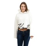 Karl Lagerfeld Kadın Kapüşonlu Sweatshirt, Karl Signature Hem, Cannoli Cream, S Beden