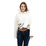 Karl Lagerfeld Kadın Kapüşonlu Sweatshirt, Karl Signature Hem, Cannoli Cream, XL