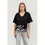 Karl Lagerfeld Kadın T-Shirt, Bisiklet Yaka, Kısa Kollu, Siyah, S Beden